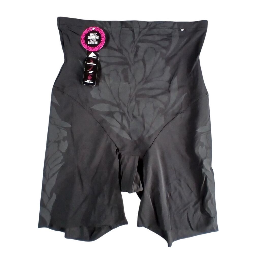 Maidenform Shorts Womens 2XL XXL Black High Waist Shaping Breathable Pattern NWT